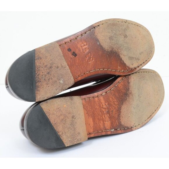 G. H. Bass & Co Harris Burgundy Leather Tassel Loafers Men's 9.5D Made in Brazil - Picture 8 of 9